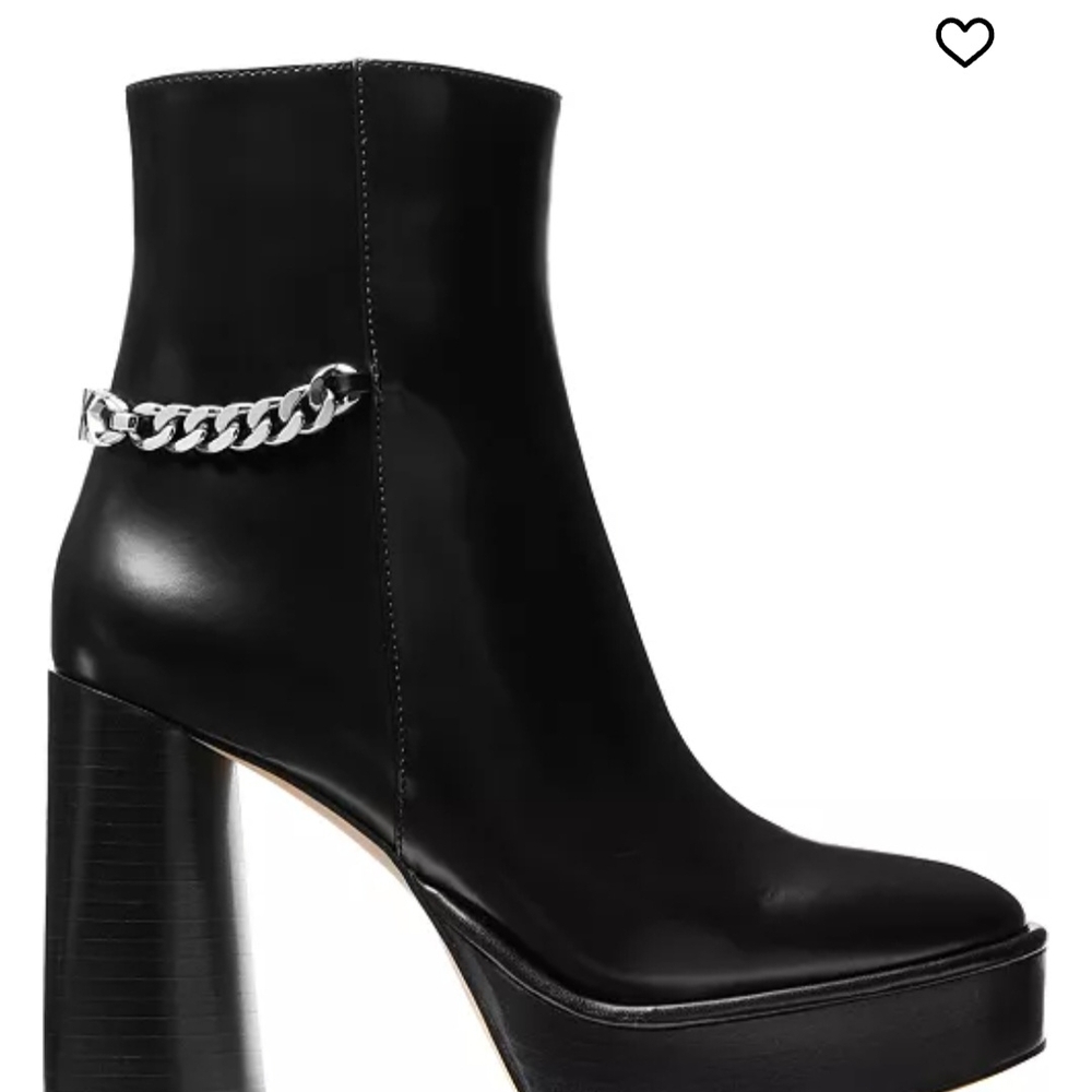 Michael Kors Black Heeled Boots with Silver Chain